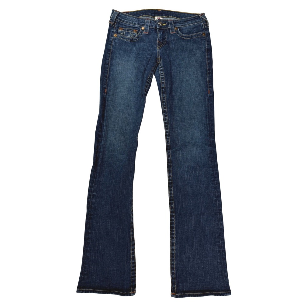 True Religion Womens Low Rise Bootcut Jeans Dark Wash Blue Size 29 Made in USA - Picture 1 of 11